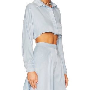 baby blue silk crop top